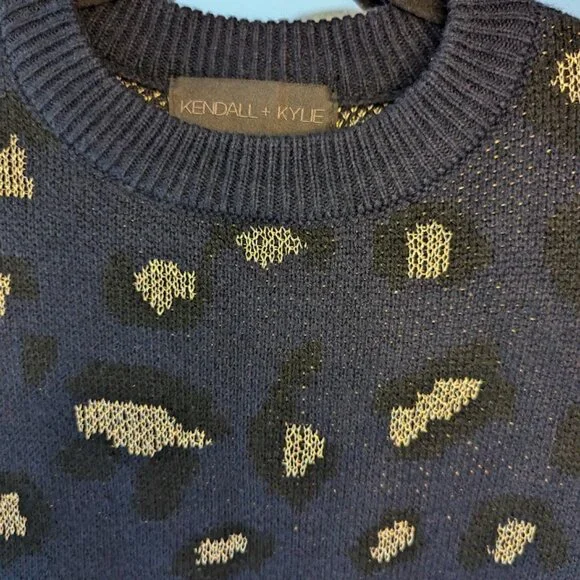 Kendall & Kylie Navy Blue Metallic Cheetah Sweater - Picture 4 of 5